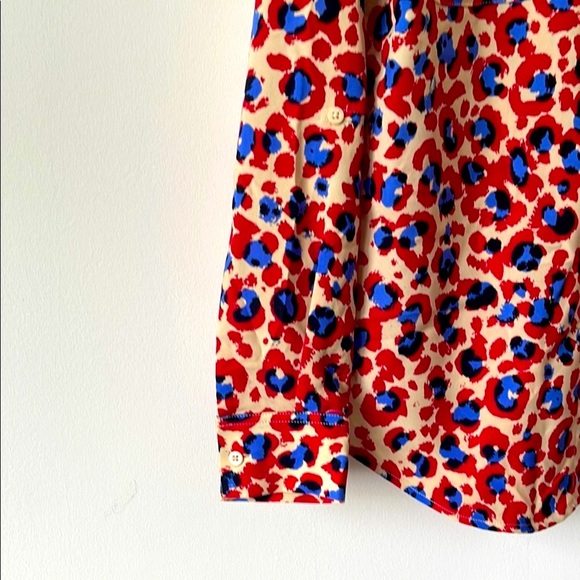 Equipment Women's Button Down Shirt - Red and Blue Pattern - Picture 4 of 7